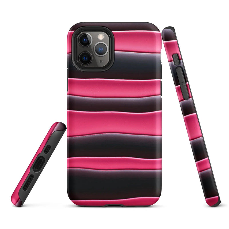 Load image into Gallery viewer, Black Pink Blob Double Layered Impact Resistant Tough iPhone Case 3D Wrap Matte or Glossy Finish CREATIVETECH