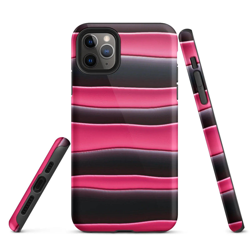 Load image into Gallery viewer, Black Pink Blob Double Layered Impact Resistant Tough iPhone Case 3D Wrap Matte or Glossy Finish CREATIVETECH