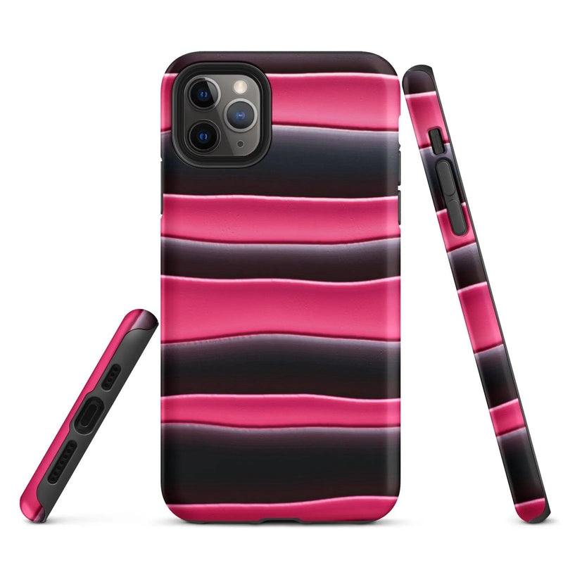 Load image into Gallery viewer, Black Pink Blob Double Layered Impact Resistant Tough iPhone Case 3D Wrap Matte or Glossy Finish CREATIVETECH