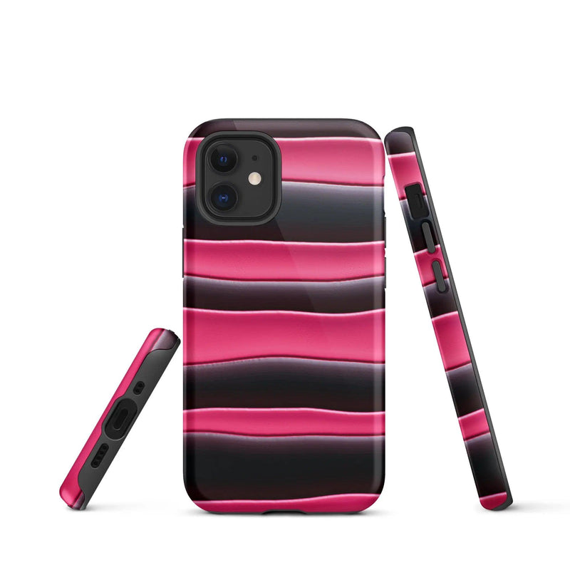 Load image into Gallery viewer, Black Pink Blob Double Layered Impact Resistant Tough iPhone Case 3D Wrap Matte or Glossy Finish CREATIVETECH