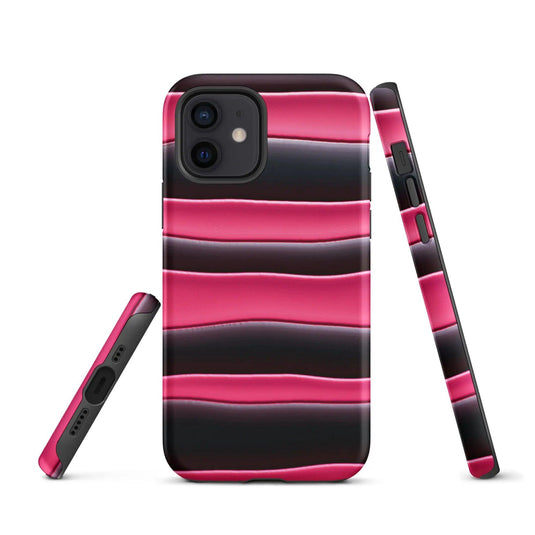 Black Pink Blob Double Layered Impact Resistant Tough iPhone Case 3D Wrap Matte or Glossy Finish CREATIVETECH