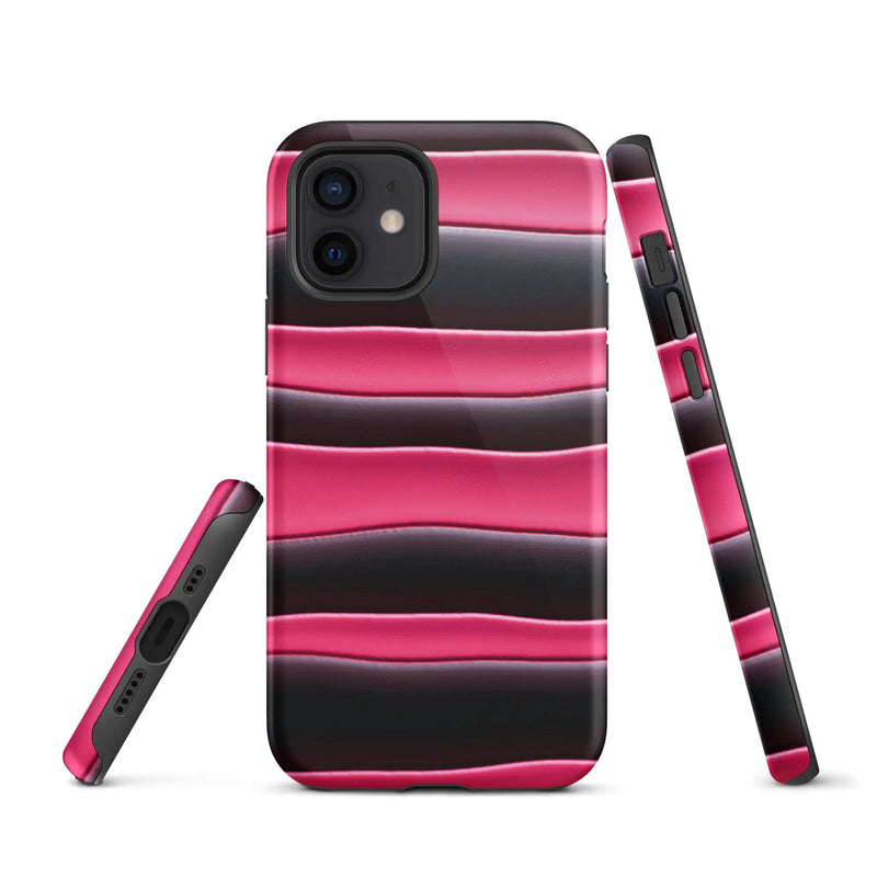 Load image into Gallery viewer, Black Pink Blob Double Layered Impact Resistant Tough iPhone Case 3D Wrap Matte or Glossy Finish CREATIVETECH