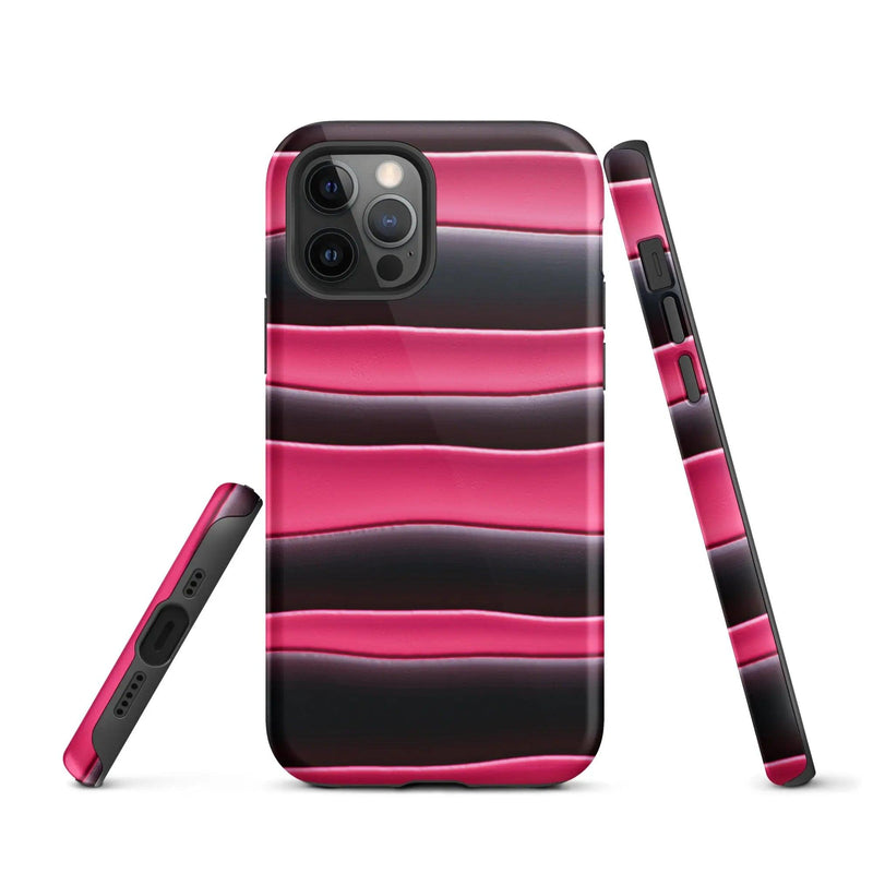 Load image into Gallery viewer, Black Pink Blob Double Layered Impact Resistant Tough iPhone Case 3D Wrap Matte or Glossy Finish CREATIVETECH