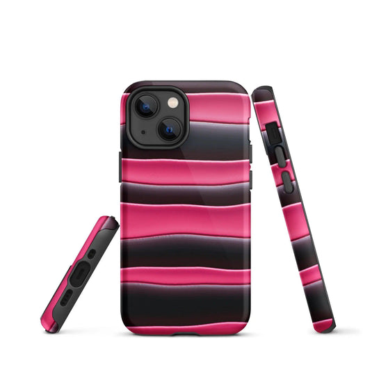Black Pink Blob Double Layered Impact Resistant Tough iPhone Case 3D Wrap Matte or Glossy Finish CREATIVETECH