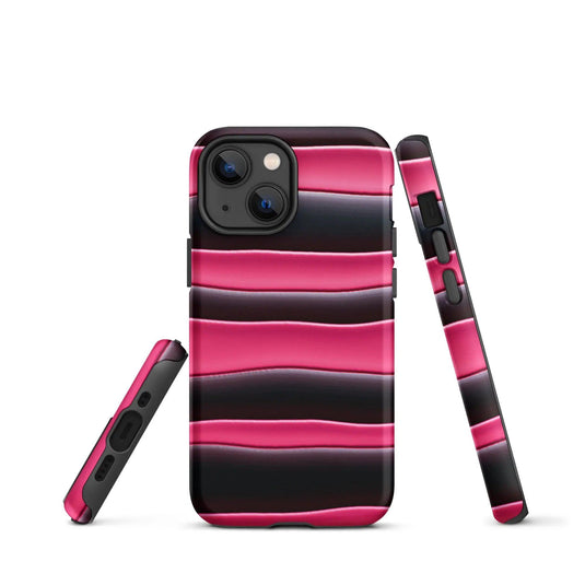 Black Pink Blob Double Layered Impact Resistant Tough iPhone Case 3D Wrap Matte or Glossy Finish CREATIVETECH