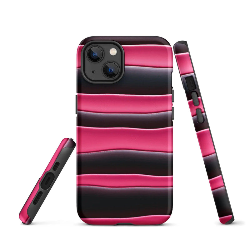 Load image into Gallery viewer, Black Pink Blob Double Layered Impact Resistant Tough iPhone Case 3D Wrap Matte or Glossy Finish CREATIVETECH
