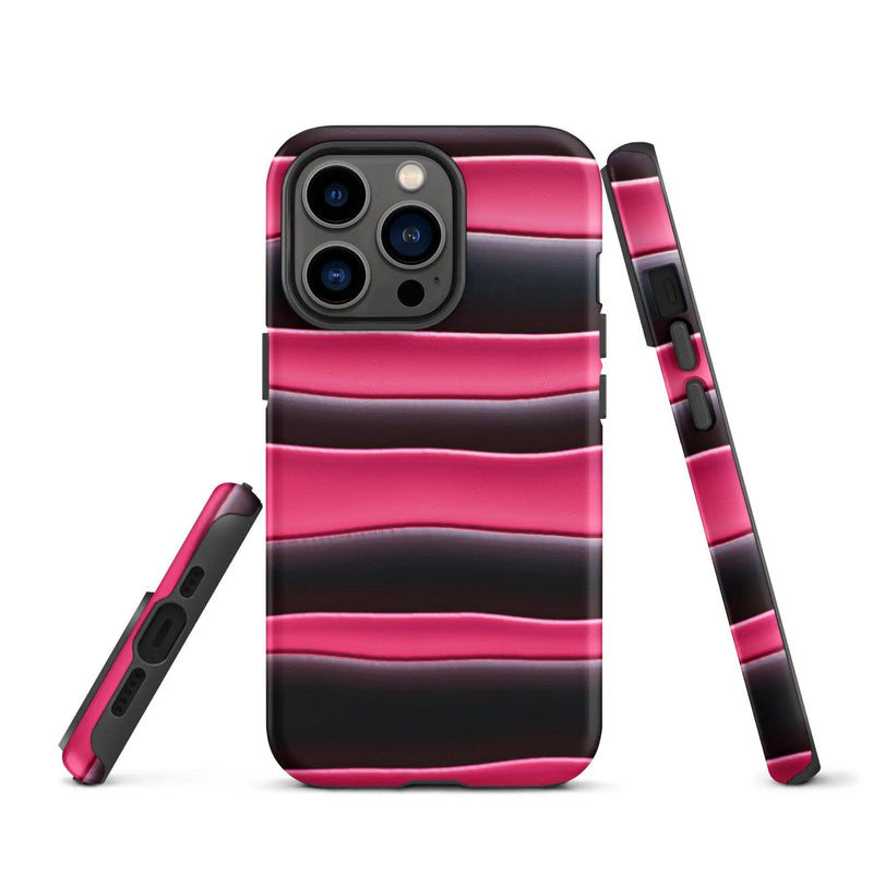 Load image into Gallery viewer, Black Pink Blob Double Layered Impact Resistant Tough iPhone Case 3D Wrap Matte or Glossy Finish CREATIVETECH