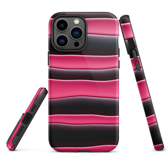 Black Pink Blob Double Layered Impact Resistant Tough iPhone Case 3D Wrap Matte or Glossy Finish CREATIVETECH