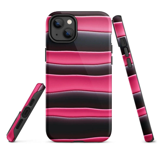 Black Pink Blob Double Layered Impact Resistant Tough iPhone Case 3D Wrap Matte or Glossy Finish CREATIVETECH