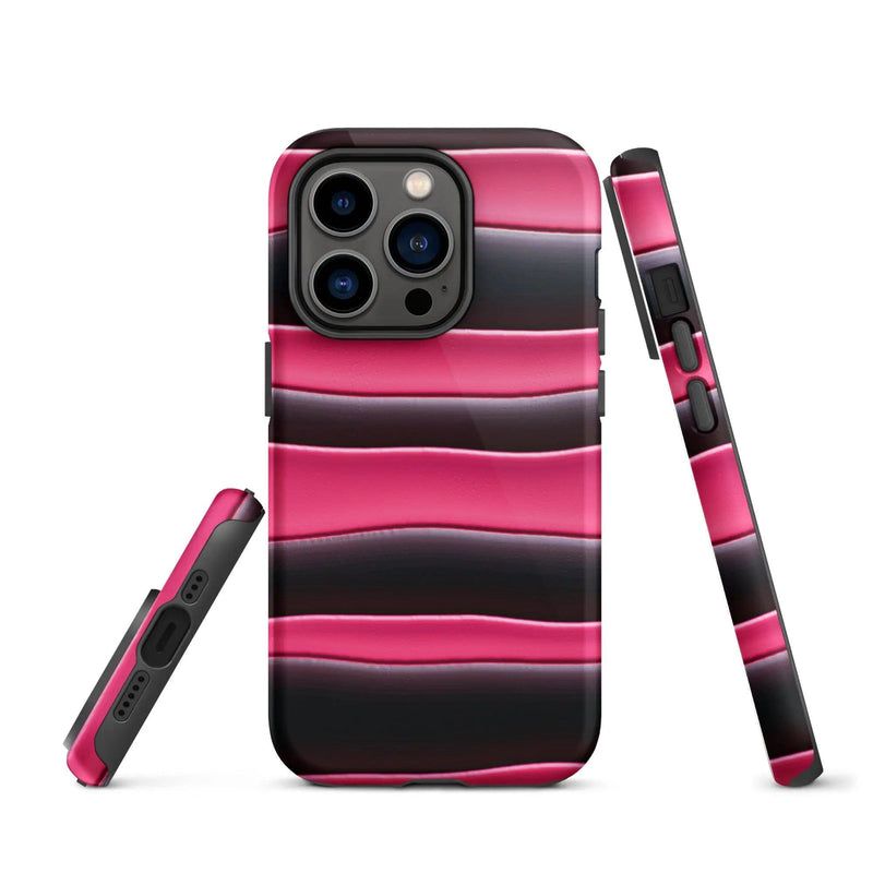 Load image into Gallery viewer, Black Pink Blob Double Layered Impact Resistant Tough iPhone Case 3D Wrap Matte or Glossy Finish CREATIVETECH