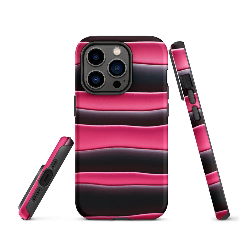 Load image into Gallery viewer, Black Pink Blob Double Layered Impact Resistant Tough iPhone Case 3D Wrap Matte or Glossy Finish CREATIVETECH
