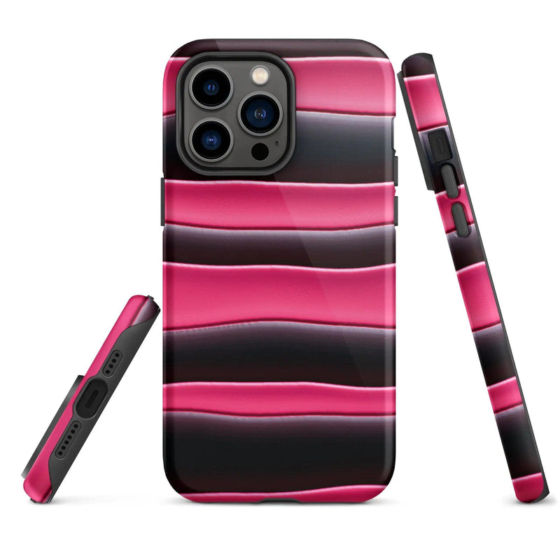 Load image into Gallery viewer, Black Pink Blob Double Layered Impact Resistant Tough iPhone Case 3D Wrap Matte or Glossy Finish CREATIVETECH