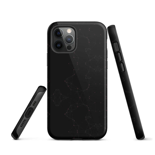 Black Pink Polygon Double Layered Impact Resistant Tough iPhone Case 3D Wrap Matte or Glossy Finish CREATIVETECH