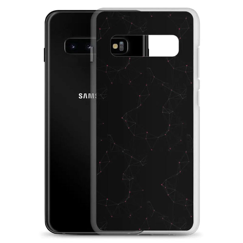 Load image into Gallery viewer, Black Red Cyber Polygon Flexible Clear Samsung Case Bump Resistant Corners CREATIVETECH