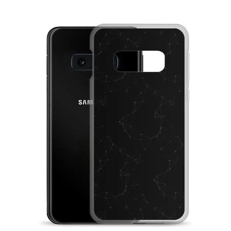 Load image into Gallery viewer, Black Red Cyber Polygon Flexible Clear Samsung Case Bump Resistant Corners CREATIVETECH