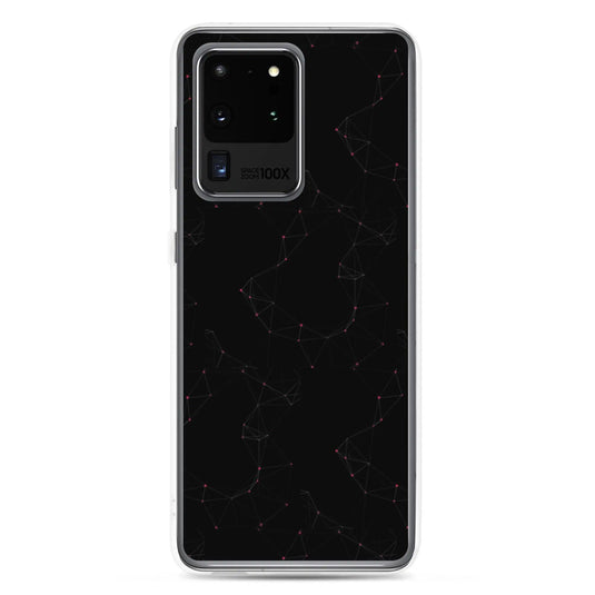 Black Red Cyber Polygon Flexible Clear Samsung Case Bump Resistant Corners CREATIVETECH