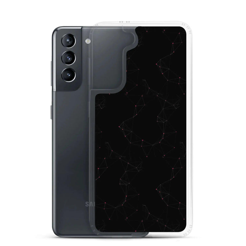 Load image into Gallery viewer, Black Red Cyber Polygon Flexible Clear Samsung Case Bump Resistant Corners CREATIVETECH