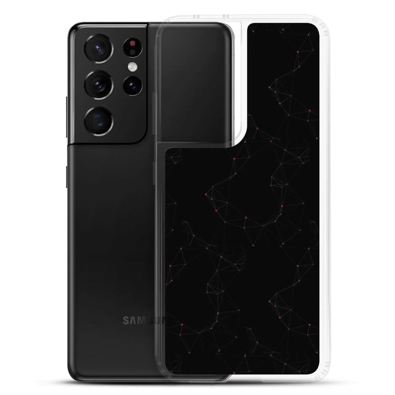 Load image into Gallery viewer, Black Red Cyber Polygon Flexible Clear Samsung Case Bump Resistant Corners CREATIVETECH