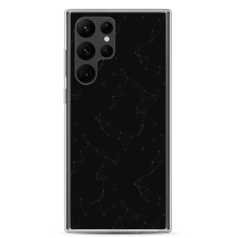 Load image into Gallery viewer, Black Red Cyber Polygon Flexible Clear Samsung Case Bump Resistant Corners CREATIVETECH