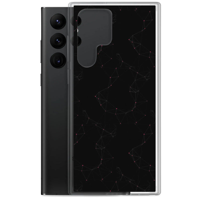Load image into Gallery viewer, Black Red Cyber Polygon Flexible Clear Samsung Case Bump Resistant Corners CREATIVETECH