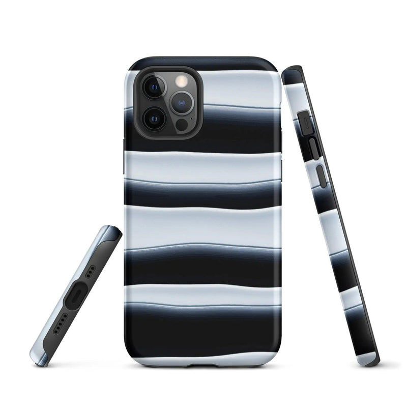 Load image into Gallery viewer, Black White Blob Stripes Double Layered Impact Resistant Tough iPhone Case 3D Wrap Matte or Glossy Finish CREATIVETECH
