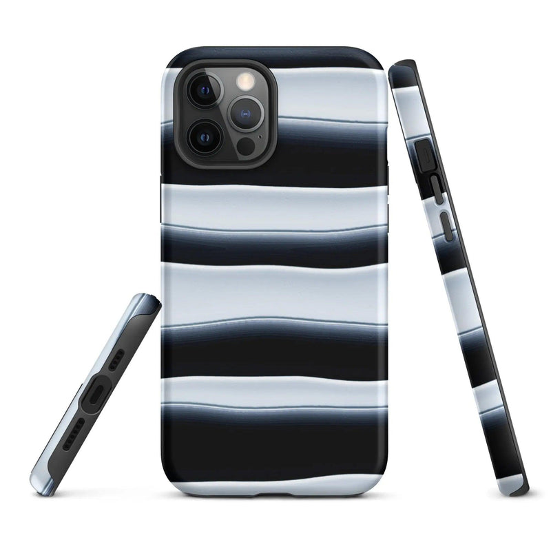Load image into Gallery viewer, Black White Blob Stripes Double Layered Impact Resistant Tough iPhone Case 3D Wrap Matte or Glossy Finish CREATIVETECH
