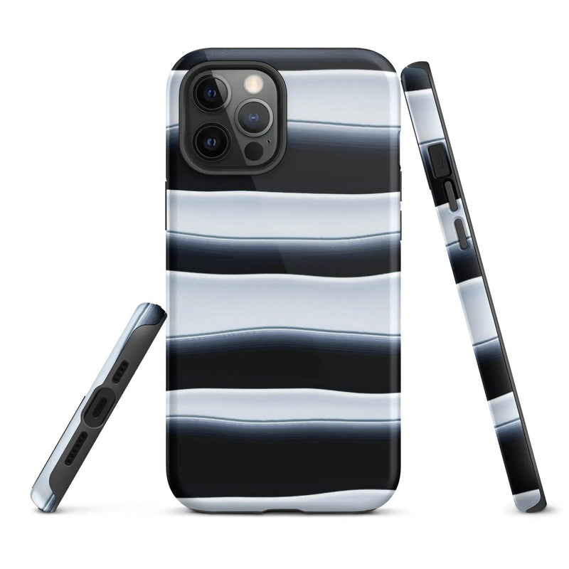 Load image into Gallery viewer, Black White Blob Stripes Double Layered Impact Resistant Tough iPhone Case 3D Wrap Matte or Glossy Finish CREATIVETECH
