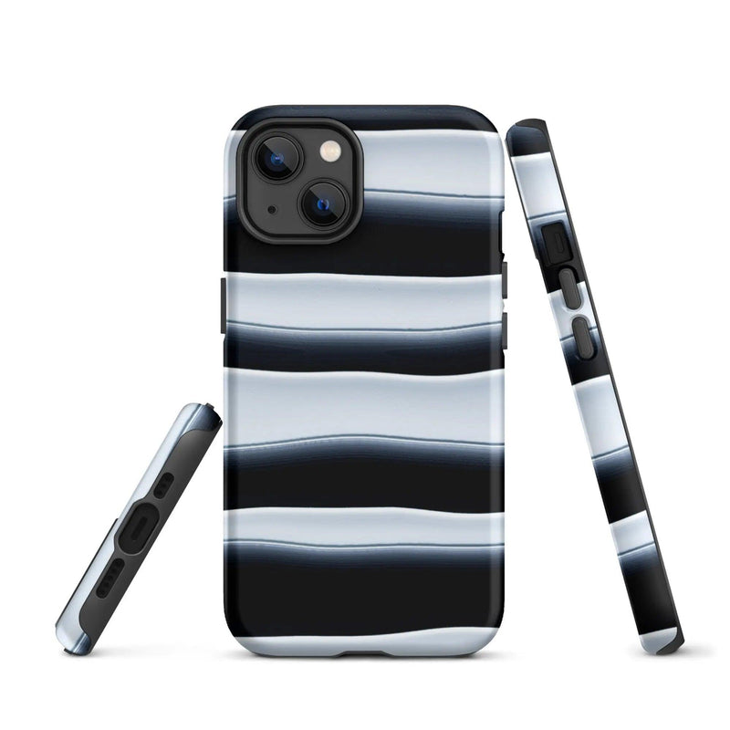 Load image into Gallery viewer, Black White Blob Stripes Double Layered Impact Resistant Tough iPhone Case 3D Wrap Matte or Glossy Finish CREATIVETECH