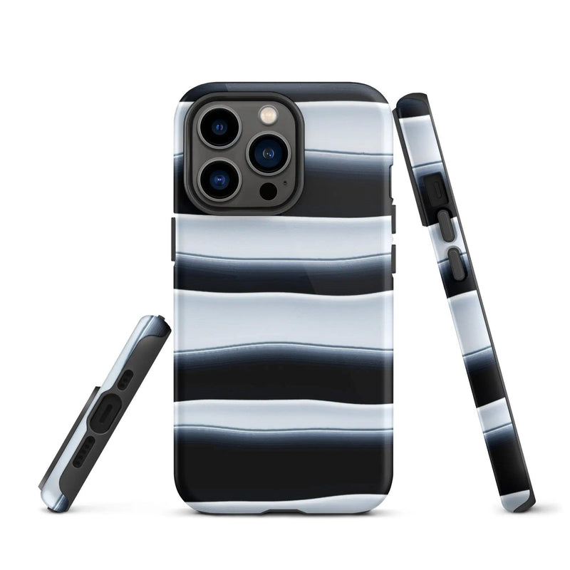 Load image into Gallery viewer, Black White Blob Stripes Double Layered Impact Resistant Tough iPhone Case 3D Wrap Matte or Glossy Finish CREATIVETECH