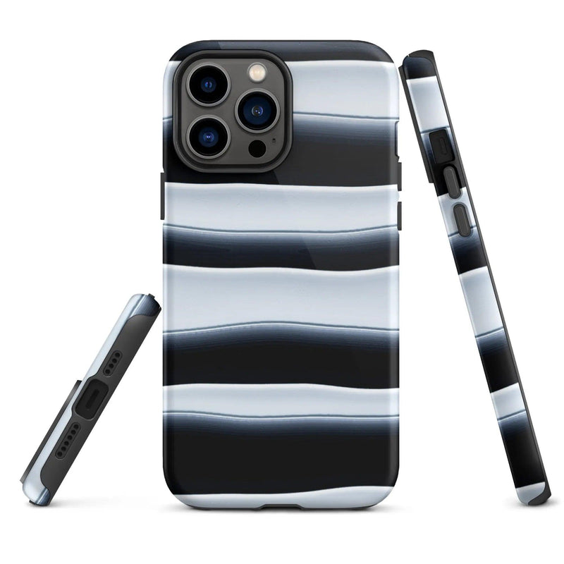 Load image into Gallery viewer, Black White Blob Stripes Double Layered Impact Resistant Tough iPhone Case 3D Wrap Matte or Glossy Finish CREATIVETECH