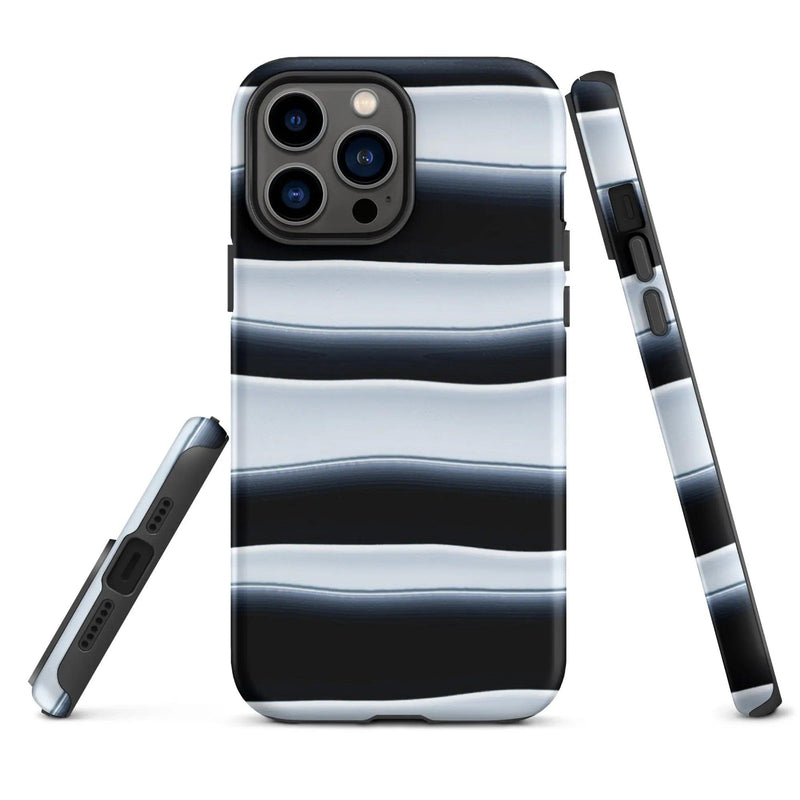 Load image into Gallery viewer, Black White Blob Stripes Double Layered Impact Resistant Tough iPhone Case 3D Wrap Matte or Glossy Finish CREATIVETECH