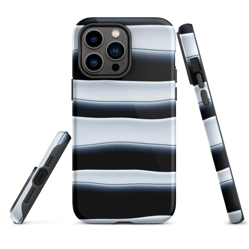 Load image into Gallery viewer, Black White Blob Stripes Double Layered Impact Resistant Tough iPhone Case 3D Wrap Matte or Glossy Finish CREATIVETECH