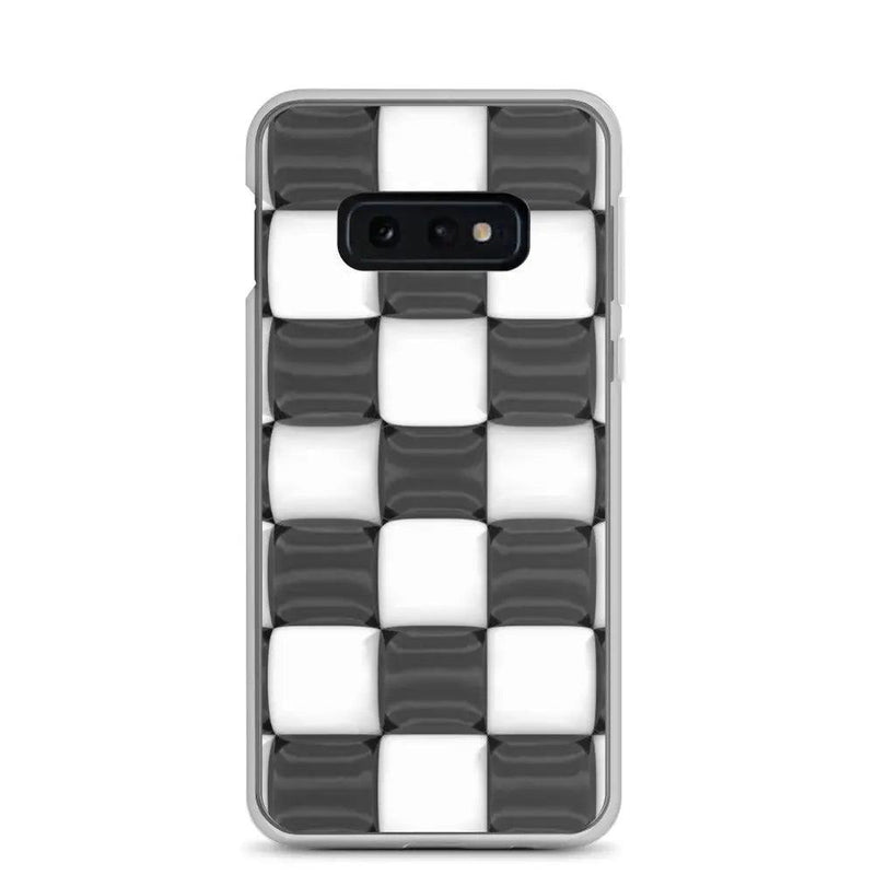 Load image into Gallery viewer, Black White Cubic Chess Board Style Flexible Clear Samsung Case Bump Resistant Corners CREATIVETECH