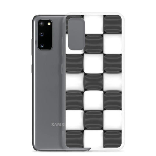 Black White Cubic Chess Board Style Flexible Clear Samsung Case Bump Resistant Corners CREATIVETECH