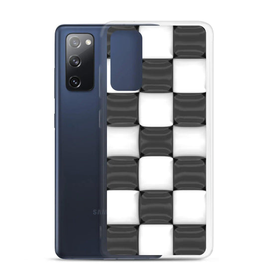 Black White Cubic Chess Board Style Flexible Clear Samsung Case Bump Resistant Corners CREATIVETECH