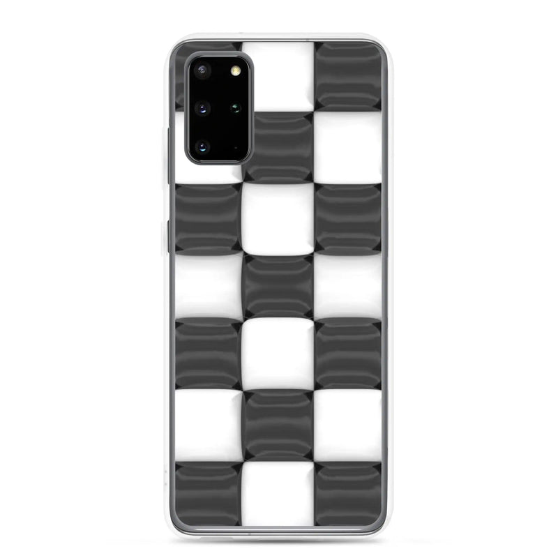 Load image into Gallery viewer, Black White Cubic Chess Board Style Flexible Clear Samsung Case Bump Resistant Corners CREATIVETECH