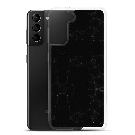 Black White Cyber Polygon Flexible Clear Samsung Case Bump Resistant Corners CREATIVETECH