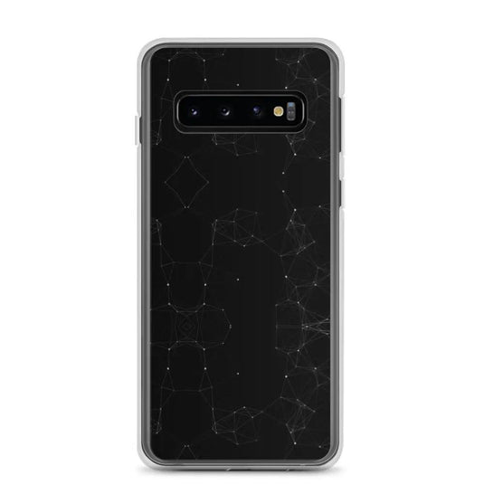 Black White Cyber Polygon Flexible Clear Samsung Case Bump Resistant Corners CREATIVETECH