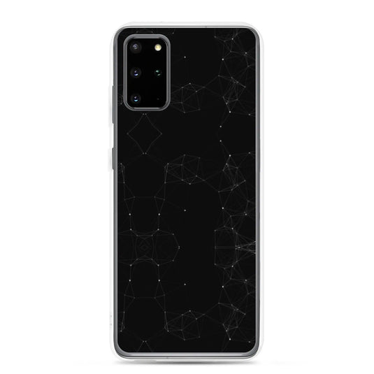 Black White Cyber Polygon Flexible Clear Samsung Case Bump Resistant Corners CREATIVETECH