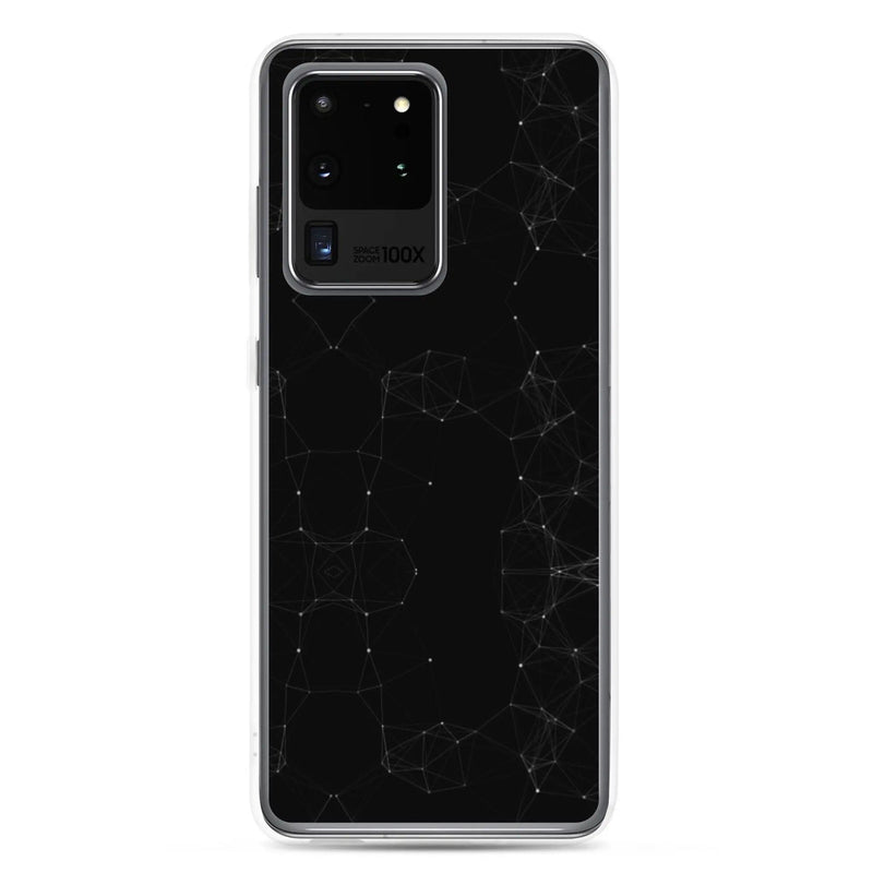 Load image into Gallery viewer, Black White Cyber Polygon Flexible Clear Samsung Case Bump Resistant Corners CREATIVETECH