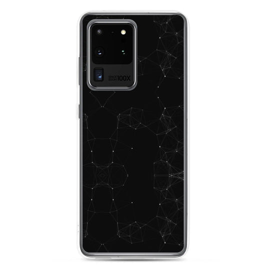 Black White Cyber Polygon Flexible Clear Samsung Case Bump Resistant Corners CREATIVETECH