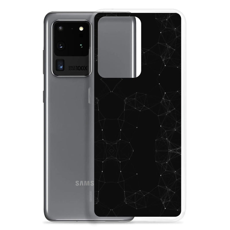 Load image into Gallery viewer, Black White Cyber Polygon Flexible Clear Samsung Case Bump Resistant Corners CREATIVETECH