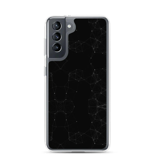 Black White Cyber Polygon Flexible Clear Samsung Case Bump Resistant Corners CREATIVETECH