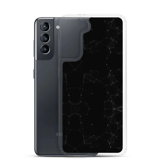 Black White Cyber Polygon Flexible Clear Samsung Case Bump Resistant Corners CREATIVETECH