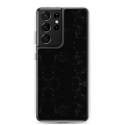 Black White Cyber Polygon Flexible Clear Samsung Case Bump Resistant Corners CREATIVETECH