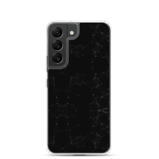 Black White Cyber Polygon Flexible Clear Samsung Case Bump Resistant Corners CREATIVETECH
