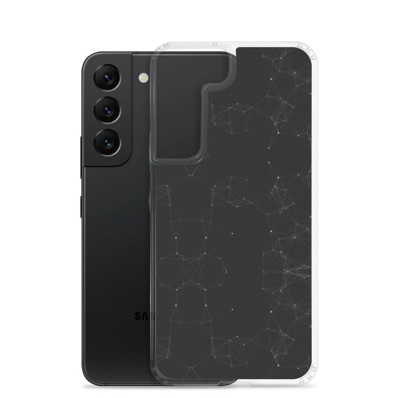 Load image into Gallery viewer, Black White Cyber Polygon Flexible Clear Samsung Case Bump Resistant Corners CREATIVETECH