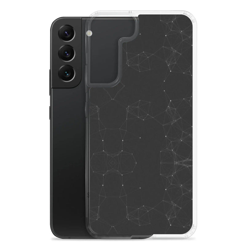 Load image into Gallery viewer, Black White Cyber Polygon Flexible Clear Samsung Case Bump Resistant Corners CREATIVETECH