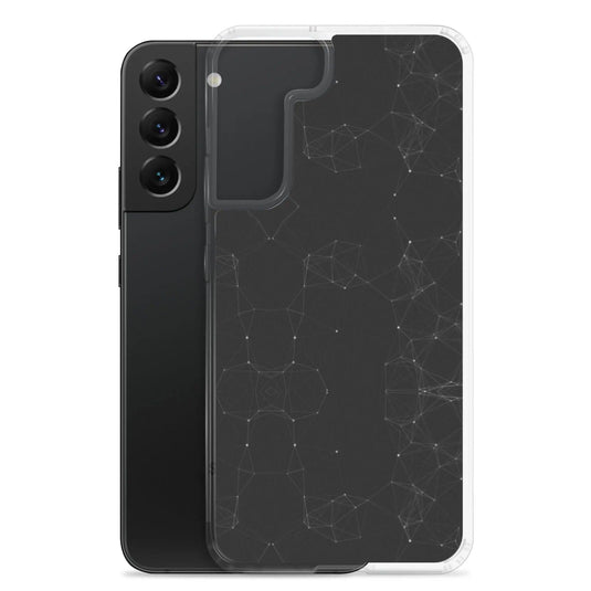 Black White Cyber Polygon Flexible Clear Samsung Case Bump Resistant Corners CREATIVETECH