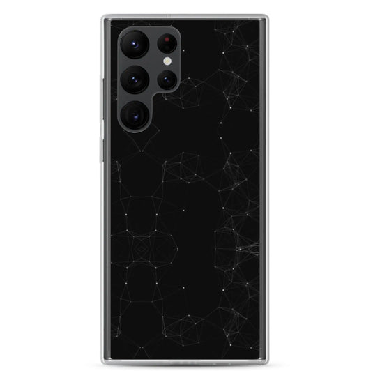 Black White Cyber Polygon Flexible Clear Samsung Case Bump Resistant Corners CREATIVETECH